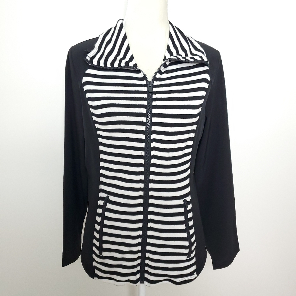 Chico's striped zip up jacket small